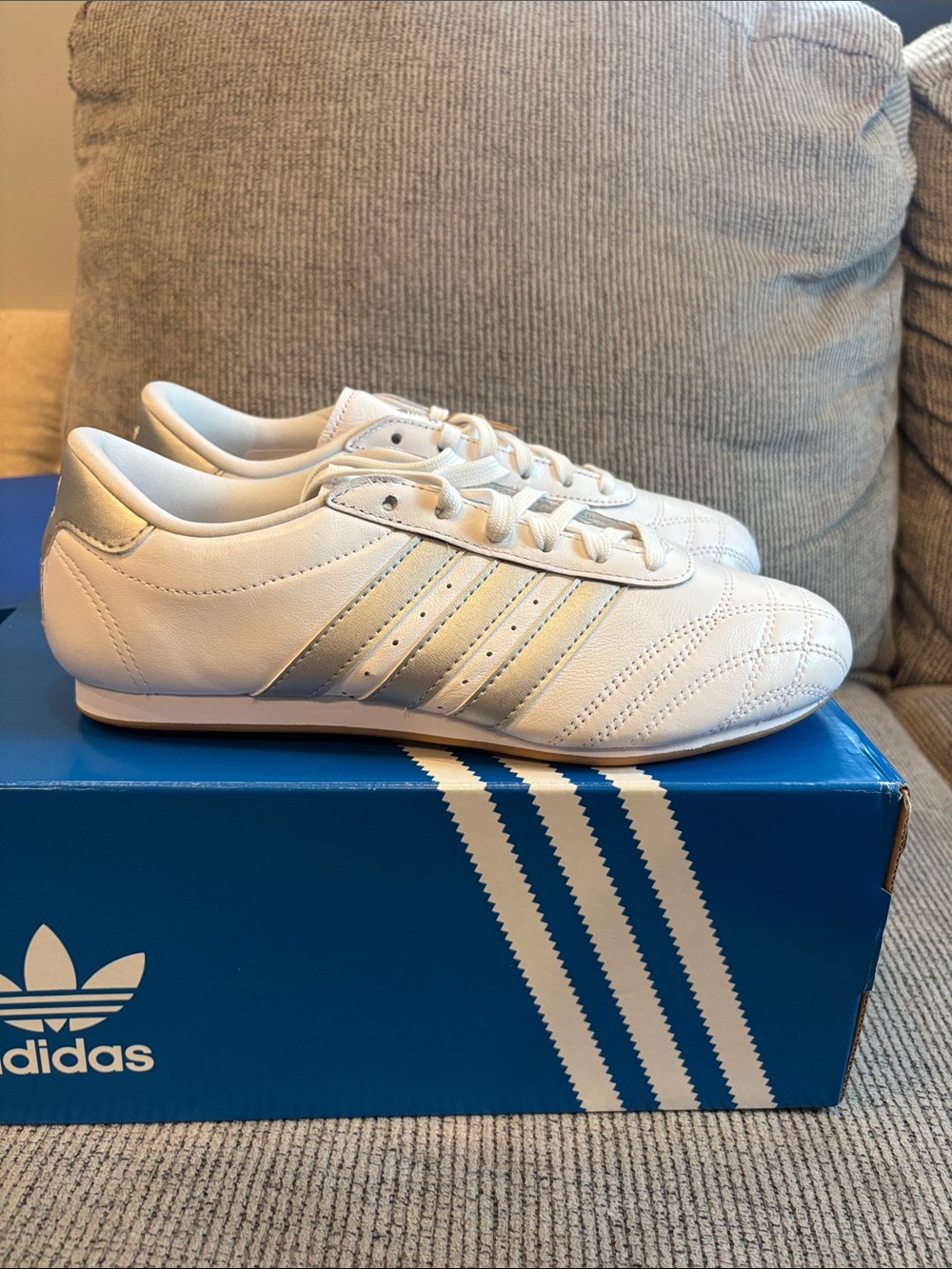 adidas women’s White Sneakers with Silver Stripes